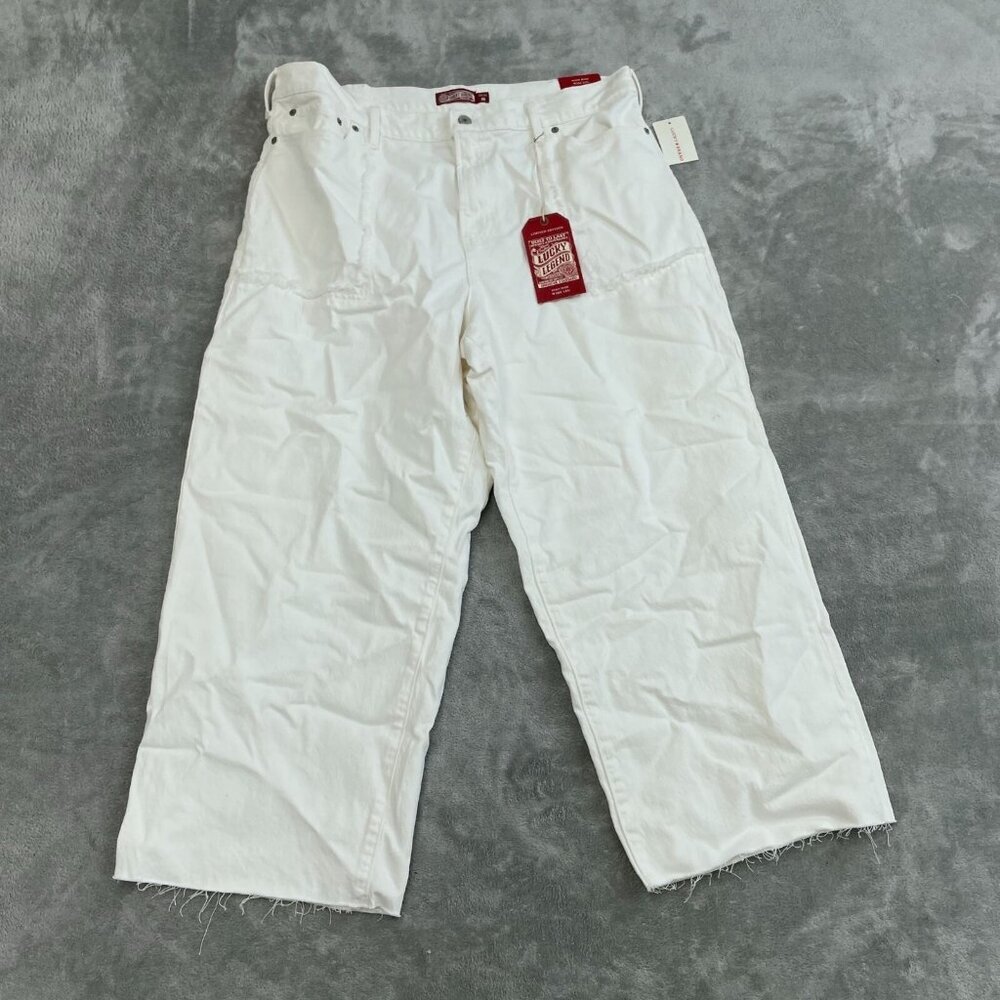 Lucky Legend High Rise Wide Leg White Jeans Size 18/34 Cotton Womens NWT 6107